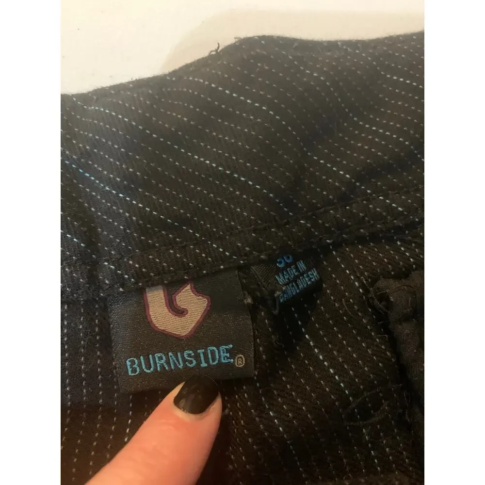 Burnside Mens Shorts Black Stripe Design Size 36